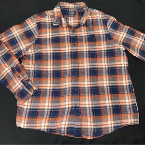 Chaps‎ flannel Orange and Blue Plaid Button-Up Shirt Mens XXL